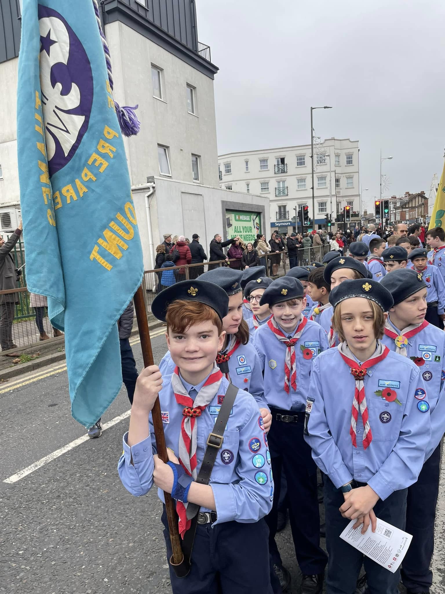 Scouts on parade for remembrance day